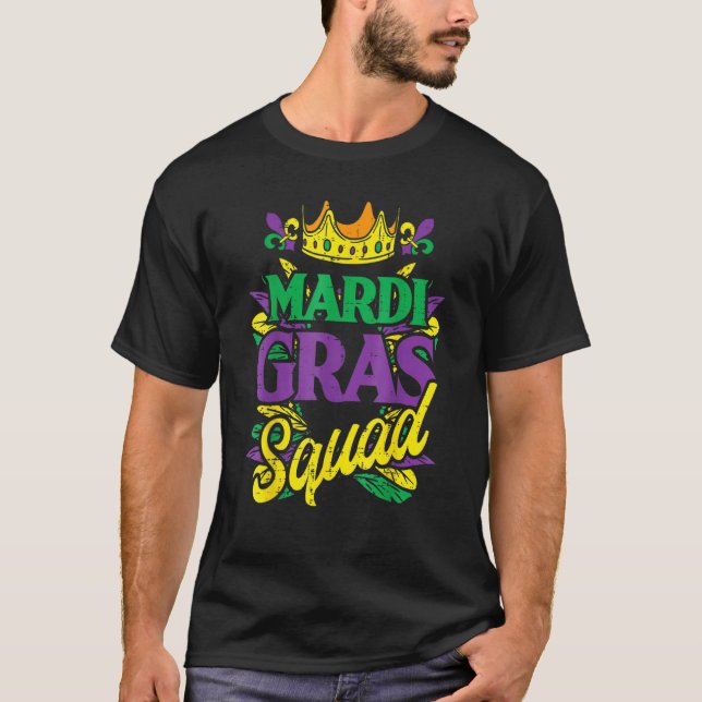 Mardi Gras Squad Matching Carnival Parade Party T-Shirt (Front)