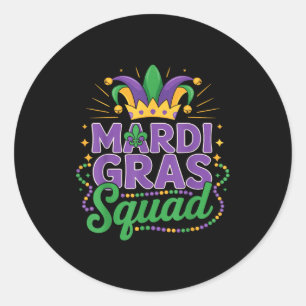 Mardi Gras Squad Matching Group Cruise Crew Party Classic Round Sticker