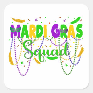 Mardi Gras Squad NOLA New Orleans Parade  Square Sticker