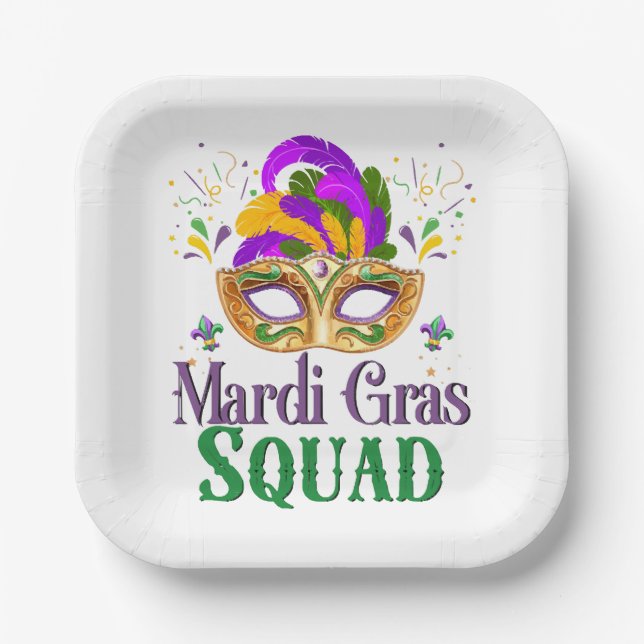 Mardi Gras Squad Paper Plate (Front)