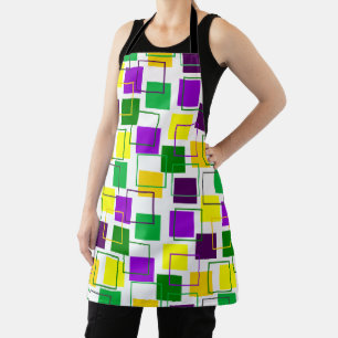 Mardi Gras Squares and Outlines Apron