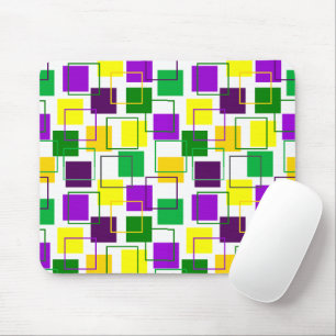Mardi Gras Squares and Outlines Mouse Pad