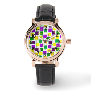 Mardi Gras Squares and Outlines Watch