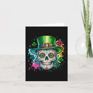 Mardi Gras St Patricks Day Shamrock Sugar Skull Ca Card