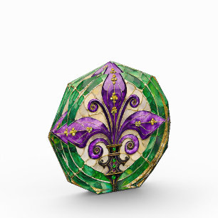 Mardi Gras Stained Glass Fleur de lis  Photo Block