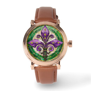 Mardi Gras Stained Glass Fleur de lis  Watch