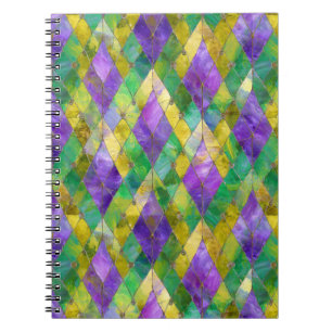 Mardi Gras Stained Glass Harlequin Print Notebook