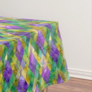 Mardi Gras Stained Glass Harlequin Print Tablecloth