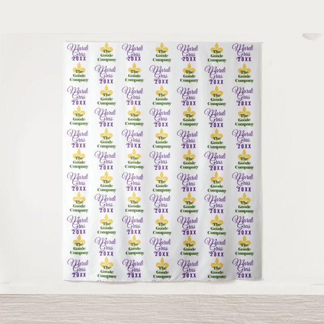 Mardi Gras | Step and Repeat Photo Backdrop Tapestry (Front)