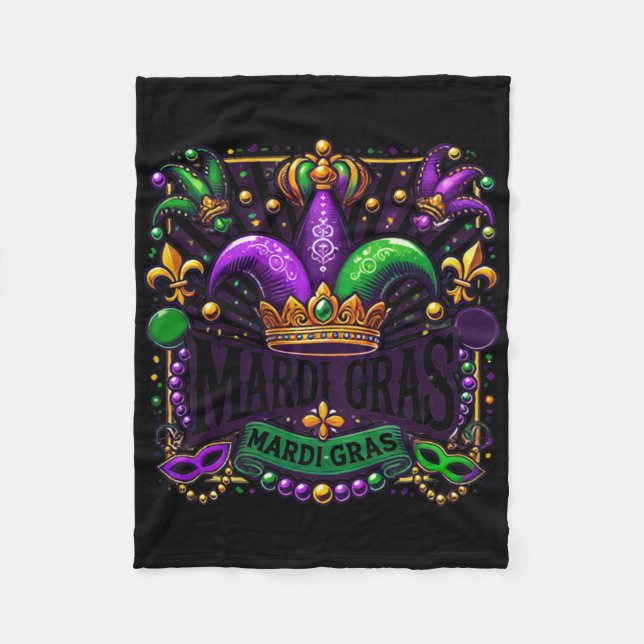 Mardi Gras Sticker  Fleece Blanket (Front)