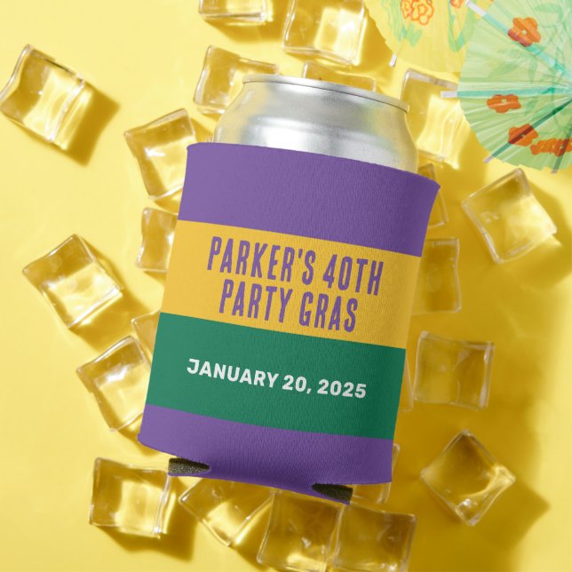 Mardi Gras Stripe Can Cooler (In Situ Summer)
