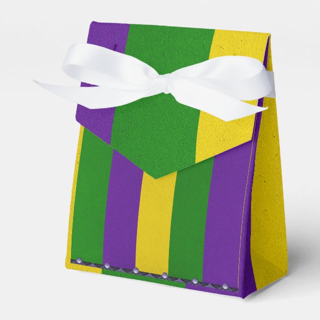 Mardi Gras Striped Pattern Favor Box (Front Side)