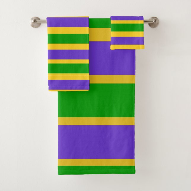Mardi Gras Stripes Bath Towel Set (Insitu)