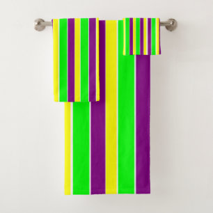 Mardi Gras Stripes Bath Towel Set