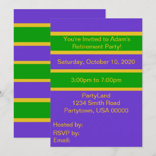 Mardi Gras Stripes Invitation