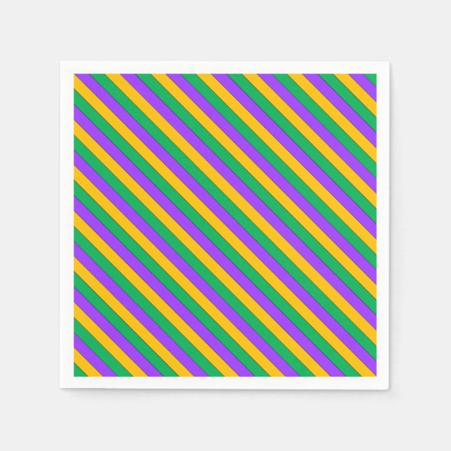 Mardi Gras Stripes Pattern Purple Green Yellow Napkin (Front)