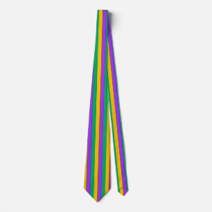 Mardi Gras Stripes Pattern Purple Green Yellow Tie