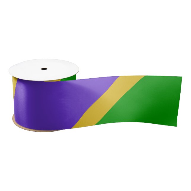Mardi Gras Stripes  Satin Ribbon (Spool)