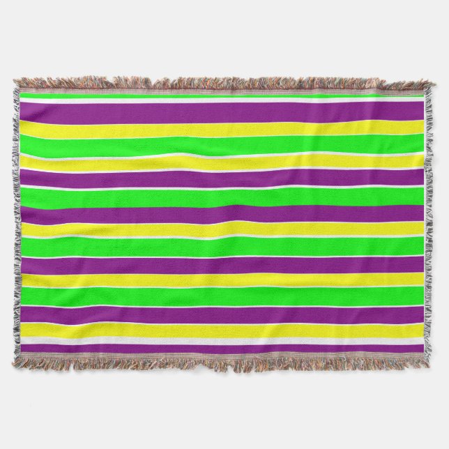 Mardi Gras Stripes Throw Blanket (Front)