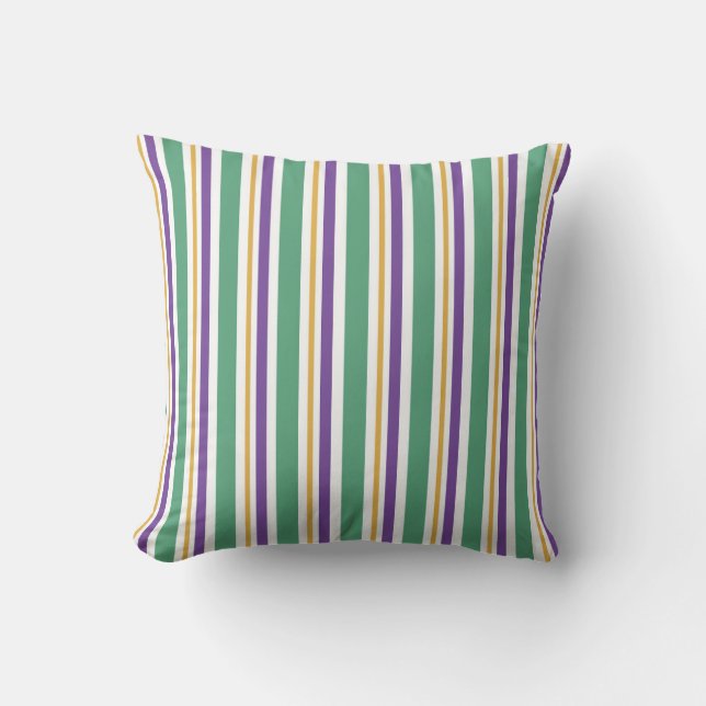 Mardi Gras Stripes Throw Pillow (Front)