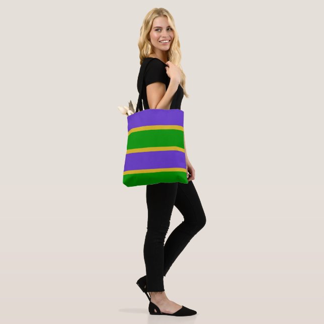 Mardi Gras Stripes Tote Bag (On Model)