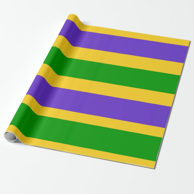 Mardi Gras Stripes Wrapping Paper (Unrolled)