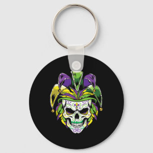 Mardi Gras Sugar Skull Day Of Dead Carnival Party Keychain