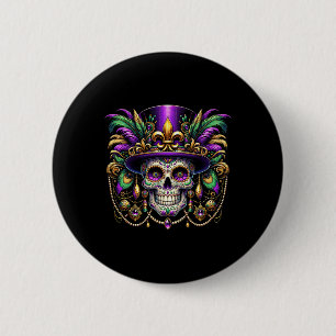Mardi Gras Sugar Skull New Orleans Festival Carniv 2 Inch Round Button