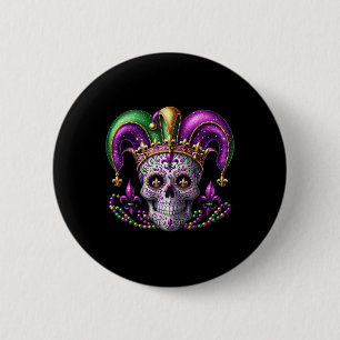 Mardi Gras Sugar Skull Outfit Costume Men Women Ma 2 Inch Round Button