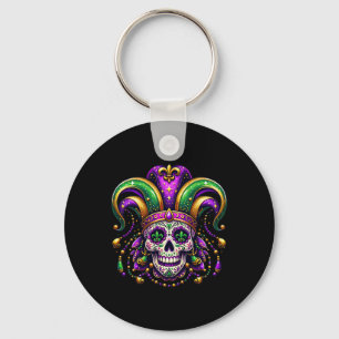 Mardi Gras Sugar Skull Outfit Costume Men Women Ma Keychain