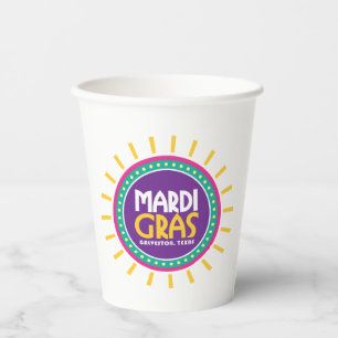 Mardi Gras Sun, Galveston, Texas Paper Cups