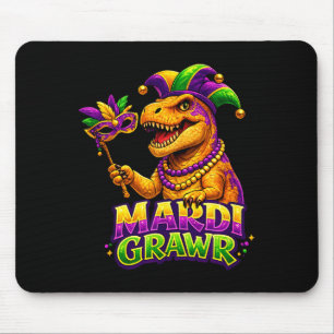 Mardi Gras T Rex Dinosaur Cute Funny Mardi Grawr  Mouse Pad