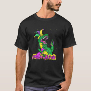 Mardi Gras T Rex Jester Hat Beads Costume, Mardi G T-Shirt