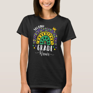 Mardi Gras Teacher First Grade Krewe Rainbow Leopa T-Shirt