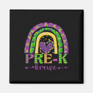 Mardi Gras Teacher Pre-k Krewe Rainbow Leopard Car Magnet