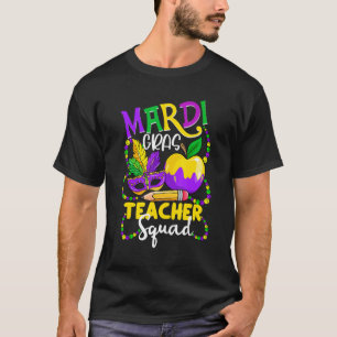 Mardi Gras Teacher Squad Mask Masquerade Festival T-Shirt