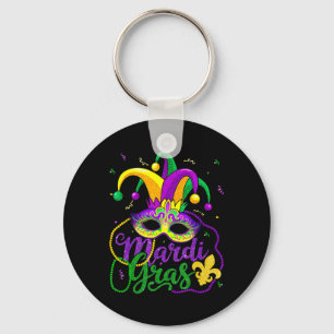 Mardi Gras Tee For Women Kids Men Beads Mask Feath Keychain