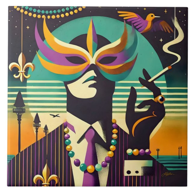 Mardi Gras The Smoking Man Tile (Front)