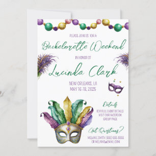 Mardi Gras Themed Bachelorette Party Invitation