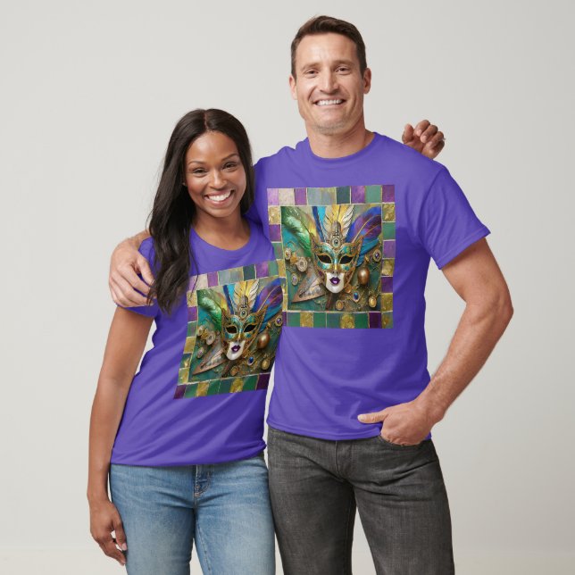 Mardi Gras Third Eye Gold Ceramic Feather Mask T-Shirt (Unisex)
