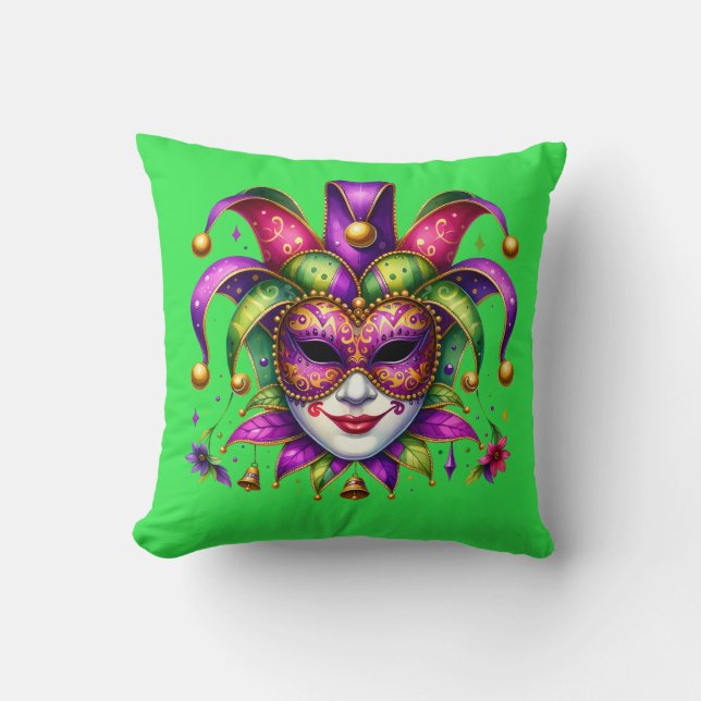 Mardi Gras Throw Pillow (Front)
