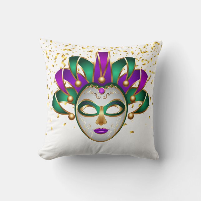 Mardi Gras Throw Pillow (Front)