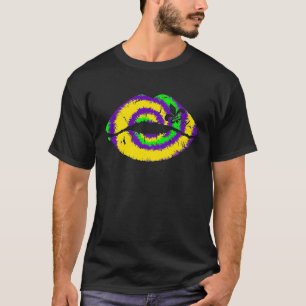 Mardi Gras Tie Dye Lip Purple Masquerade Women Cos T-Shirt