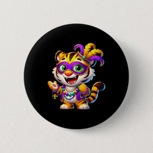 Mardi Gras Tiger Costume Animal New Orleans Party  2 Inch Round Button