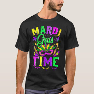 Mardi Gras Time Feathered Krewes Mask  Mardi Gras T-Shirt