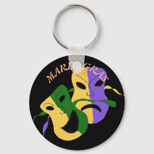 Mardi Gras Tragic, Comic Mask Colorful Keychain