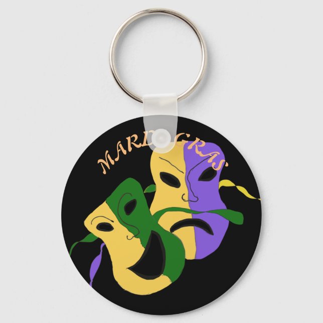 Mardi Gras Tragic, Comic Mask Colourful Keychain (Front)