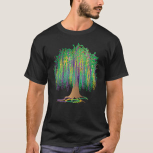 Mardi Gras Tree Beads New Orleans 2022 Watercolor  T-Shirt