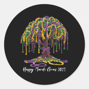 Mardi Gras Tree Beads New Orleans 2025 Festival Be Classic Round Sticker