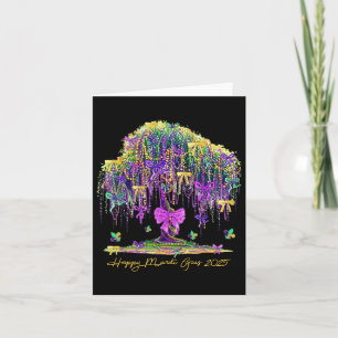 Mardi Gras Tree Beads New Orleans 2025 Watercolor  Card